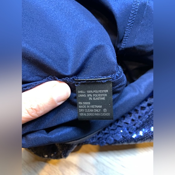 NWOT Alex Marie Navy Sequin Sheath Dress - Picture 16 of 17